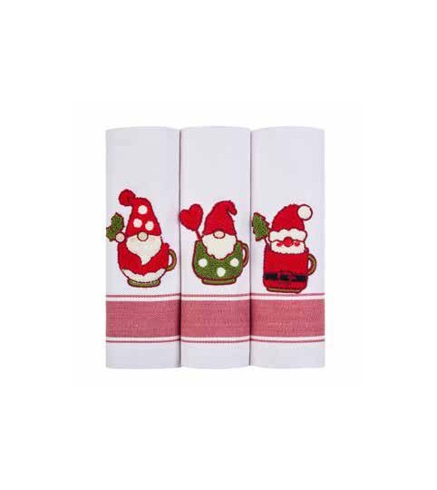 STROFINACCI 3PZ SPIGA XMAS COT/ RICAMATO SCATOLA  NATALE