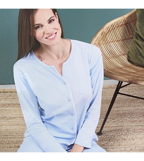 PIGIAMA DONNA OD400 APERTO  M/LUNGA COT/100% ORONERO