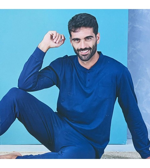 PIGIAMA UOMO OU1017  M/LUNGA UNITO COT/100% ORONERO