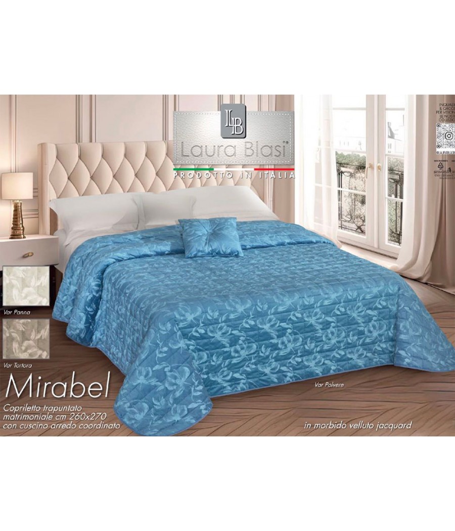 TRAPUNTINO 2 POSTI MIRABEL + CUSCINO ARREDO VELLUTO JACQUARD L.BLASI