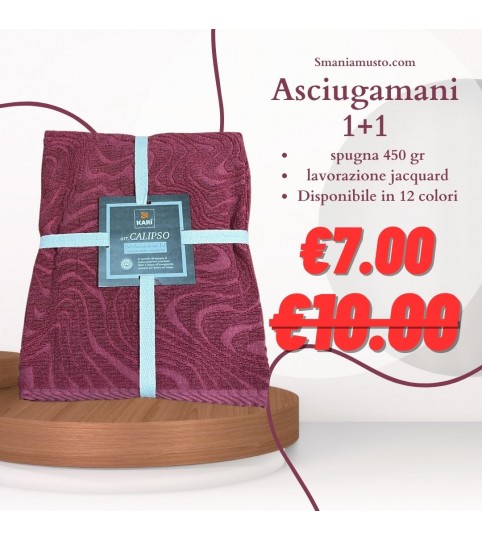 ASCIUGAMANI 1+1 CALIPSO SPUGNA JACQUARD 450GR KARI'