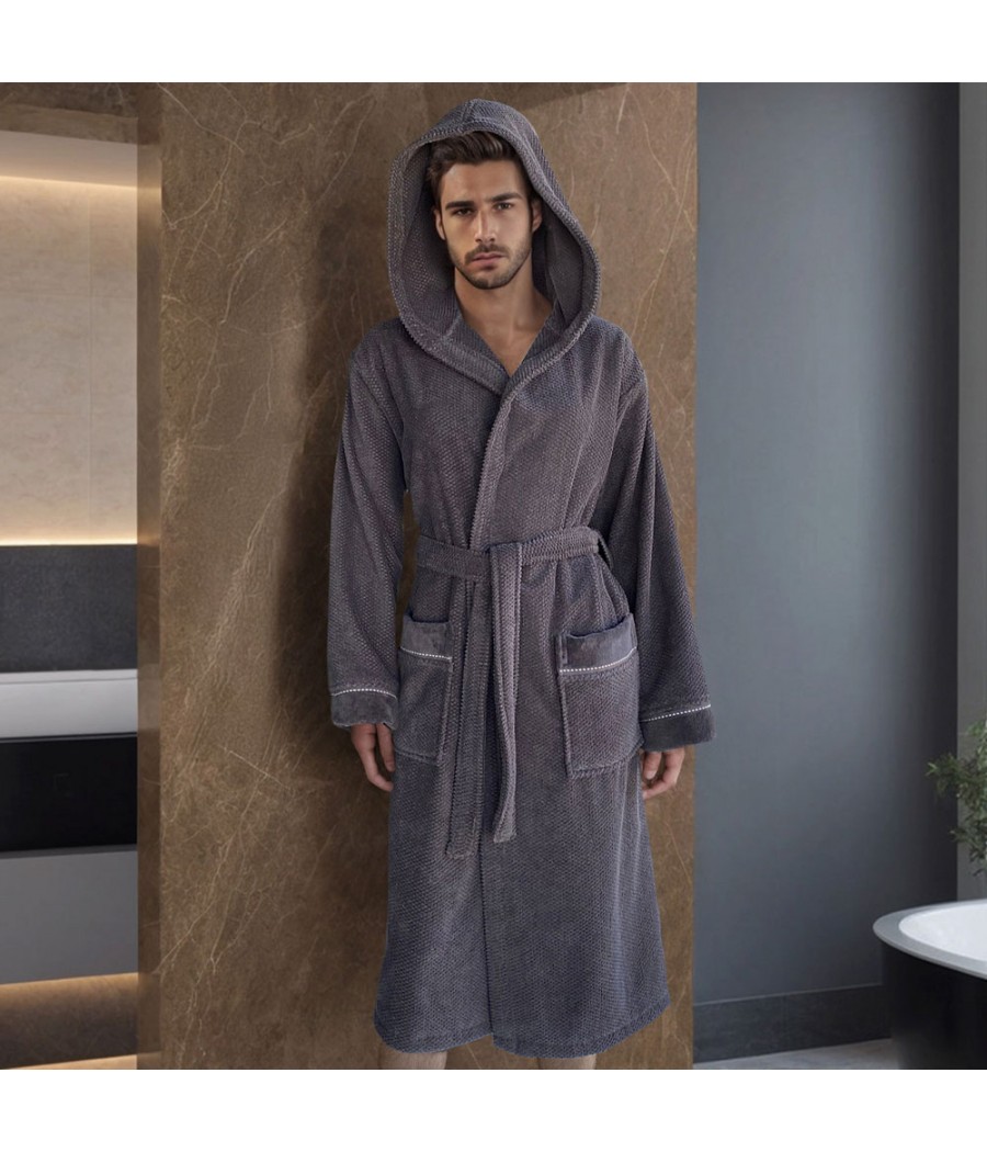 Vingi Accappatoio Salvaspazio In Micro Spugna Leggera – Uomo/Donna, Blu, Taglia XL/XXL, Con Cappuccio E Lavabile