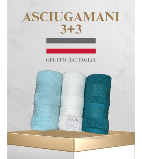 ASCIUGAMANI 3+3 BRIO SPUGNA CON GRECA NEITH