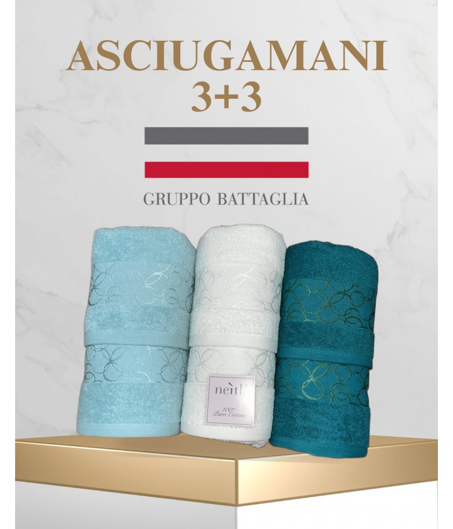 ASCIUGAMANI 3+3 CRISTIN SPUGNA CON GRECA NEITH
