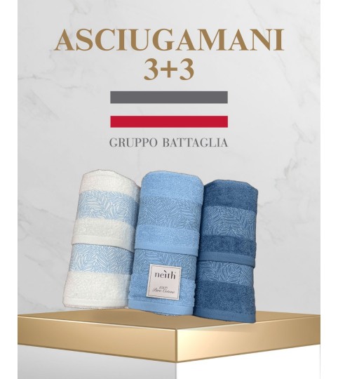 ASCIUGAMANI 3+3 KILA SPUGNA CON GRECA NEITH
