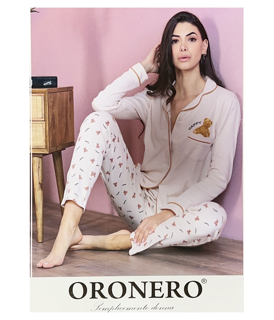 PIGIAMA DONNA OD469 APERTO INTERLOCK ORONERO