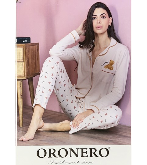 PIGIAMA DONNA OD469 APERTO INTERLOCK ORONERO