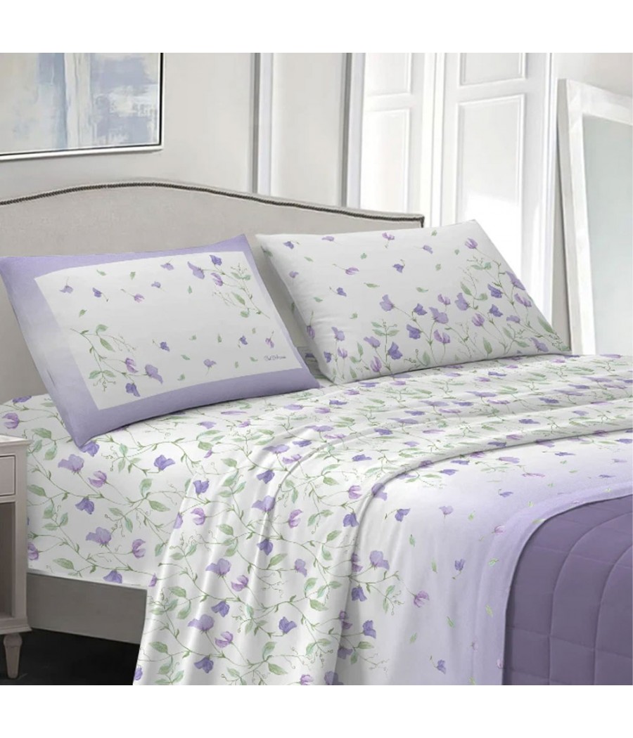 COMPLETO LENZUOLA 2 POSTI PEA FLOWERS COT/PERCALLE SAVOLTEX