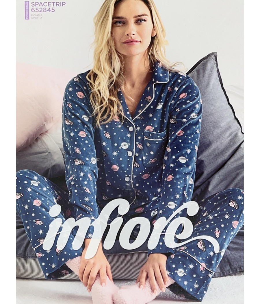 PIGIAMA DONNA 652845 APERTO MICROPILE INFIORE