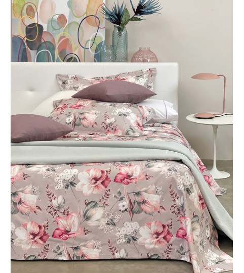 COMPLETO LENZUOLA 2 POSTI ANEMONE  COT/PERCALLE STAMPA DIGITALE DONDI