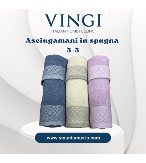 ASCIUGAAMANI 3+3 CLAUDIA SPUGNA CON GRECA VINGI