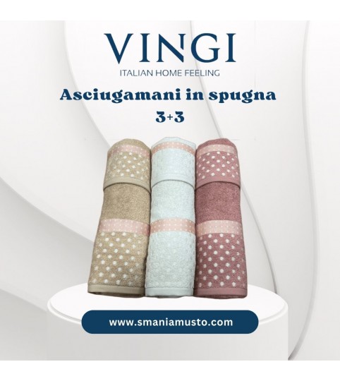 ASCIUGAAMANI 3+3 JESSICA SPUGNA CON GRECA VINGI