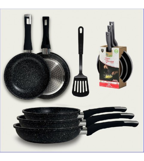 SET PADELLE STONE GOURMET D20-24-28 + SPATOLA
