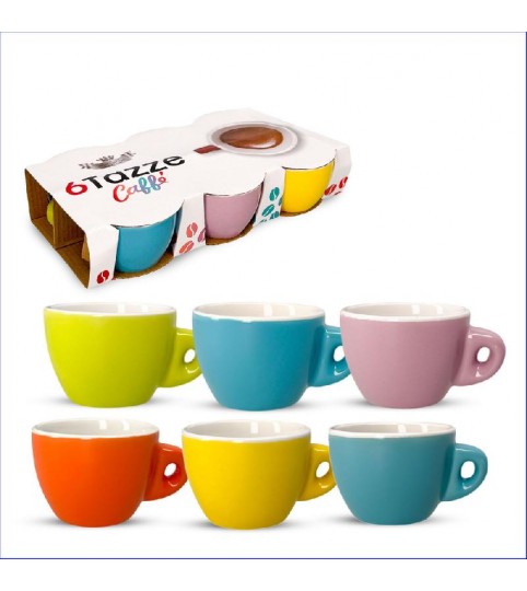TAZZINE DA CAFFE' BASSA COLOR BAR 6PZ