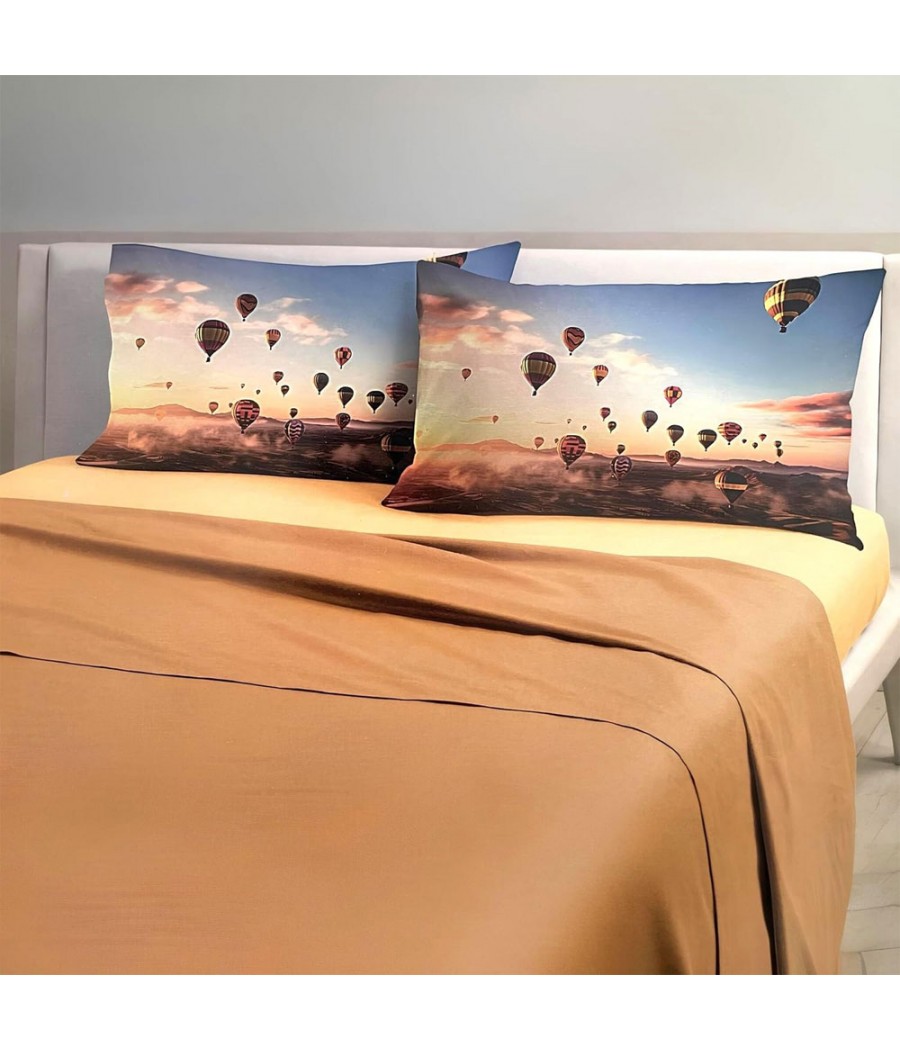 COMPLETO LENZUOLA 1 POSTO MONGOLFIERA DIGITALE COT/100% CALEFFI