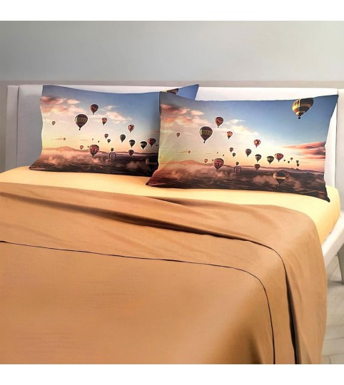 COMPLETO LENZUOLA 1 POSTO MONGOLFIERA DIGITALE COT/100% CALEFFI