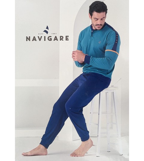 PIGIAMA UOMO 141960 SERAFINO M/LUNGA  COTONE NAVIGARE