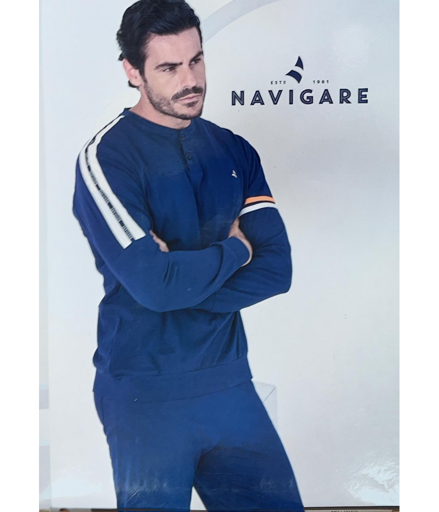 PIGIAMA UOMO 141970 SERAFINO M/LUNGA  COTONE NAVIGARE