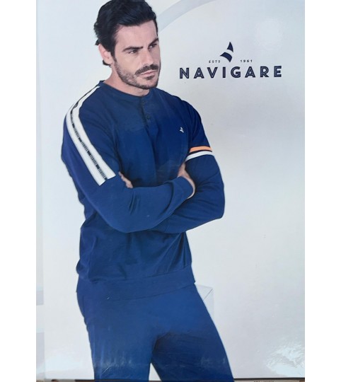 PIGIAMA UOMO 141970 SERAFINO M/LUNGA  COTONE NAVIGARE