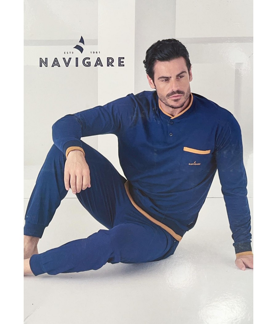 PIGIAMA UOMO 141976 SERAFINO M/LUNGA  COTONE NAVIGARE