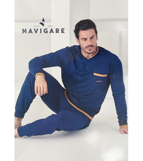 PIGIAMA UOMO 141976 SERAFINO M/LUNGA  COTONE NAVIGARE