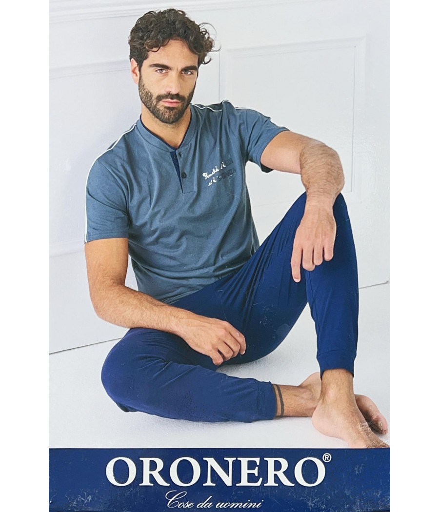 PIGIAMA UOMO OU619T A 3 PEZZI COTONE ORONERO