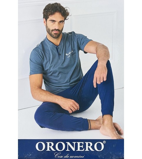 PIGIAMA UOMO OU619T A 3 PEZZI COTONE ORONERO