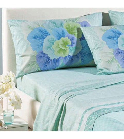 COMPLETO LENZUOLA 2 POSTI MADREPERLA STAMPA DIGITALE COTONE CALEFFI