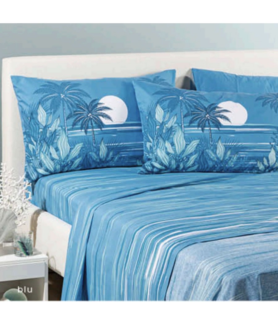 COMPLETO LENZUOLA 2 POSTI PALM SPRING STAMPA DIGITALE COTONE CALEFFI