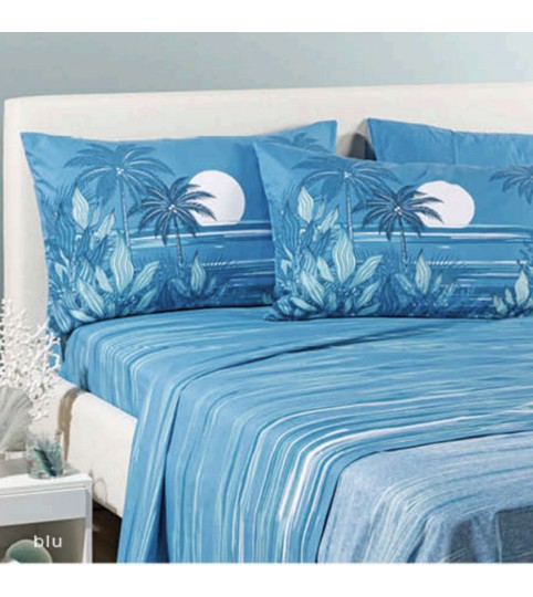 COMPLETO LENZUOLA 2 POSTI PALM SPRING STAMPA DIGITALE COTONE CALEFFI