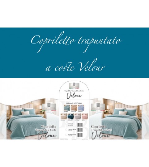 COPRILETTO 2 POSTI COSTE VELOUR TRAPUNTATO UNITO L.B.