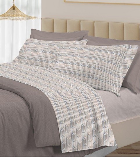 COMPLETO LENZUOLA 2 POSTI  GEOMETRIK  PERCALLE B-HOME