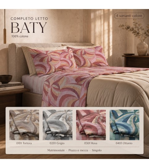 COMPLETO LENZUOLA 2 POSTI BATY COTONE100% L.O.