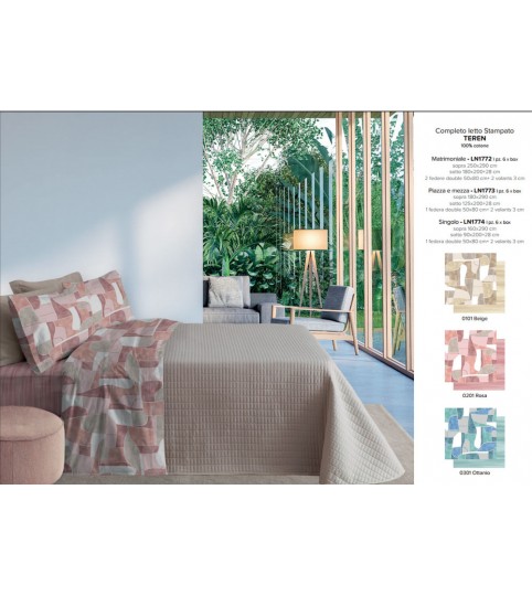 COMPLETO LENZUOLA 2 POSTI TEREN COTONE100% L.O.