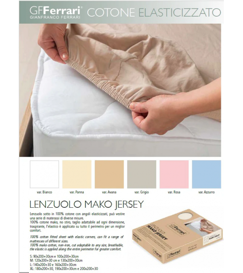LENZUOLO 2 POSTI SOTTO MAKO' JERSEY COT/100% GFF