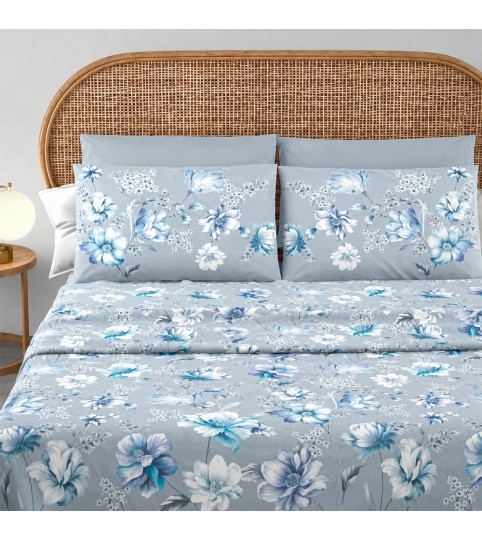 COMPLETO LENZUOLA 2 POSTI BEAUTY 4 FEDERE COTONE COTONIDEA