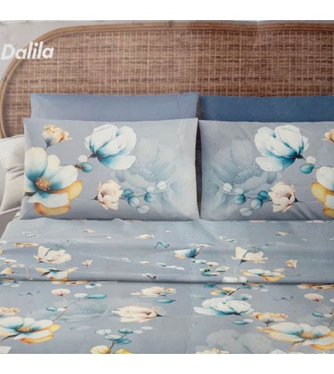 COMPLETO LENZUOLA 2 POSTI DALILA 4 FEDERE COTONE COTONIDEA
