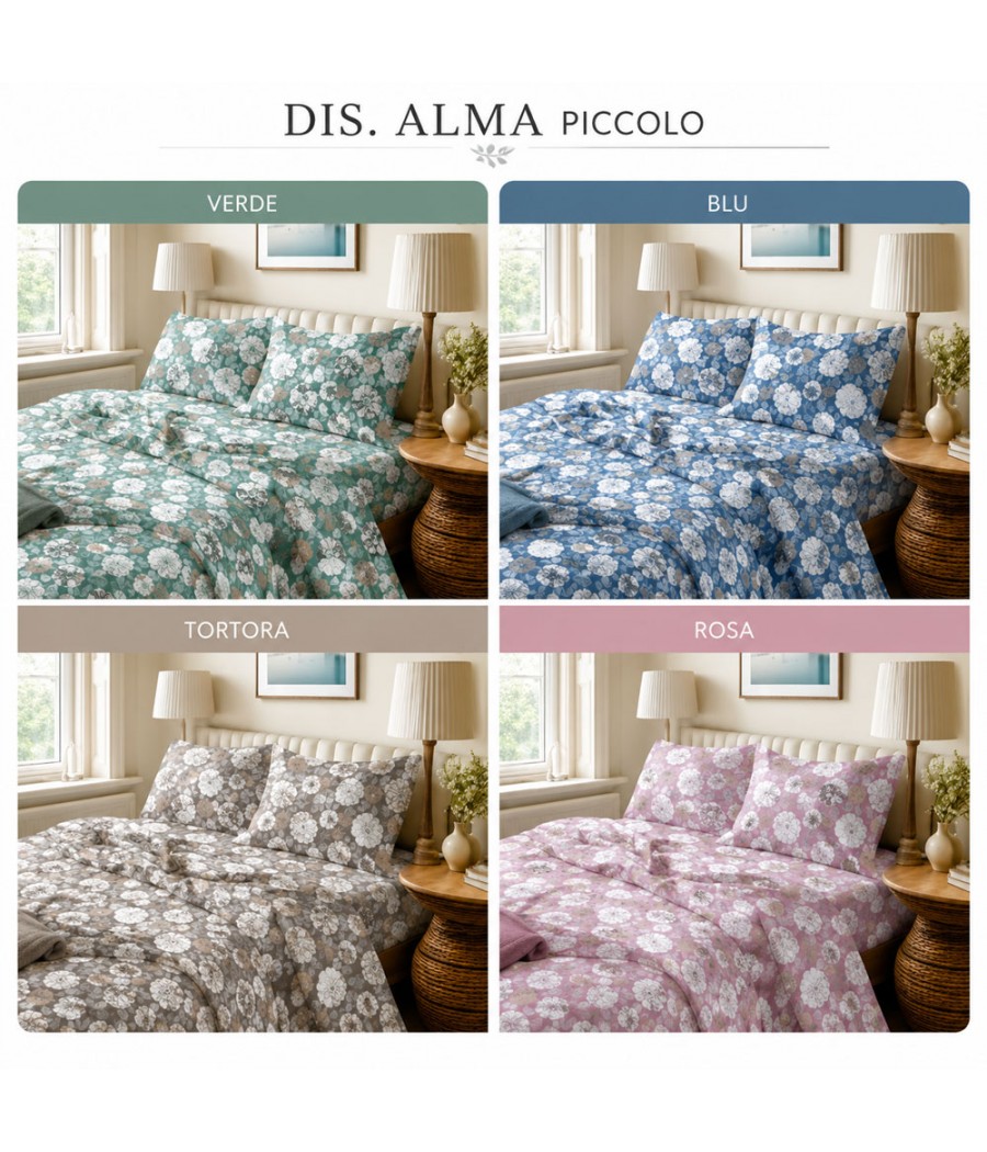COMPLETO LENZUOLA 2 POSTI ALMA  COPRILETTO B-HOME COT/100%