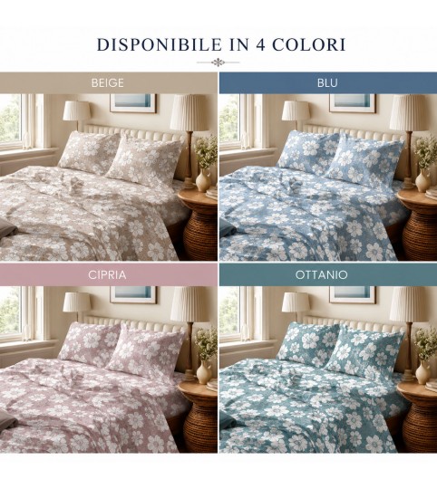 COMPLETO LENZUOLA 2 POSTI MARGHERITONE COPRILETTO B-HOME COT/100%