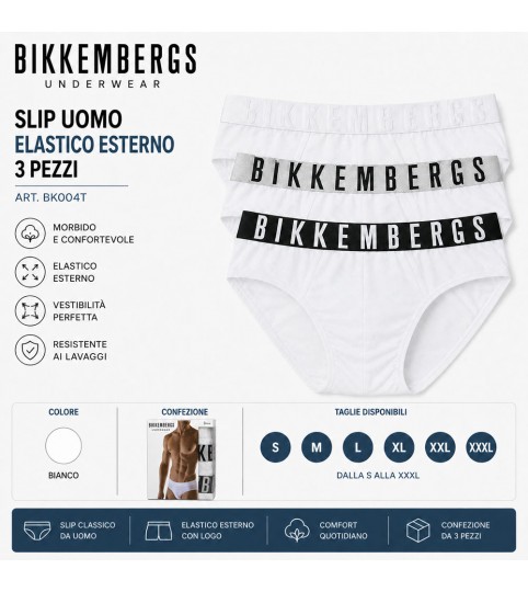 SLIP UOMO K004T 3 PZ BIKKEMBERS