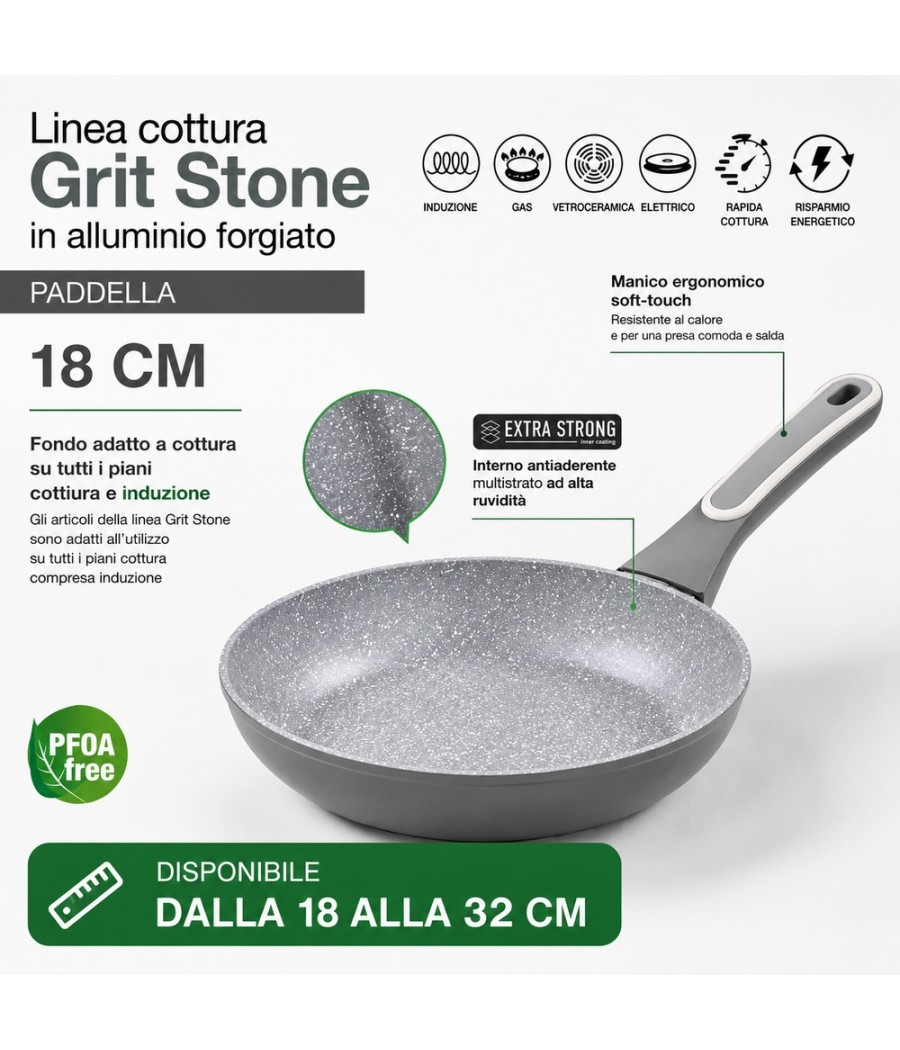 PADELLA D-28 GRIT STONE ANTIADERENTE ANCHE INDUZIONE