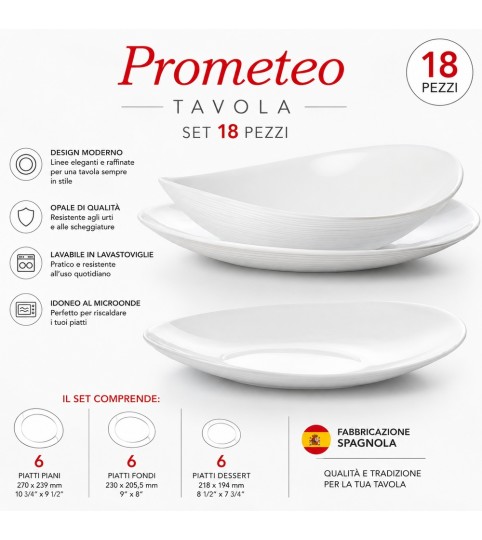 SERVIZIO PIATTI 18PZ PROMETEO BIANCO BORMIOLI