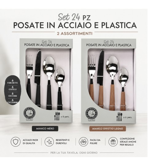 SET 24 POSATE 115943 ACCIAIO-PLASTICA