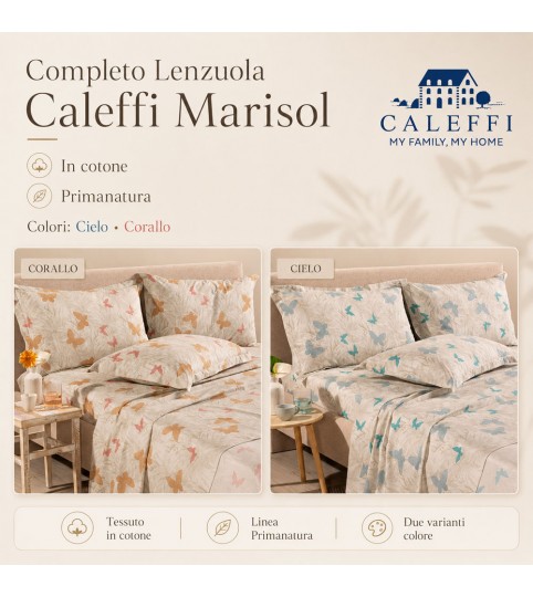 COMPLETO LENZUOLA 2 POSTI MARISOL IN LYOCELL E COTONE CALEFFI