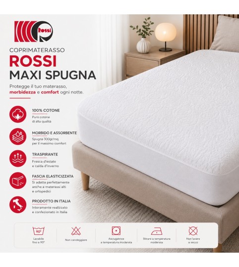 COPRIMATERASSO 2 POSTI ROSSI SPUGNA JACQUARD MADE IN ITALY