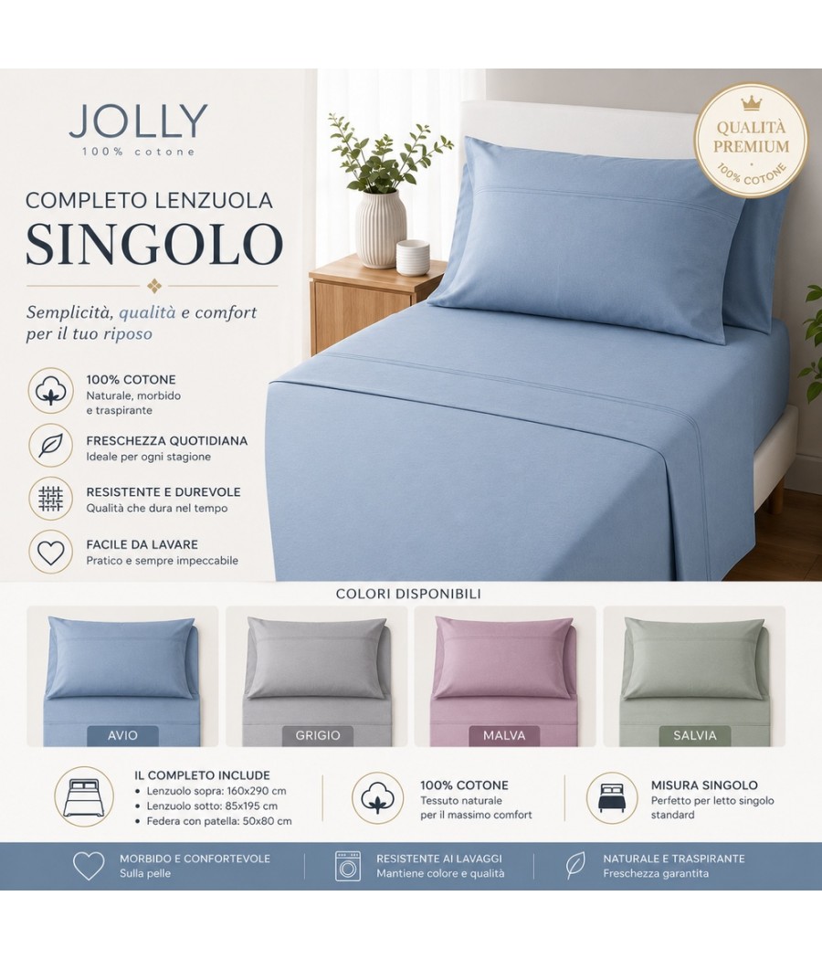 COMPLETO LENZUOLA 1 POSTO VOLGA COT/100% NOVIA