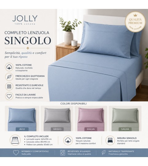 COMPLETO LENZUOLA 1 POSTO VOLGA COT/100% NOVIA