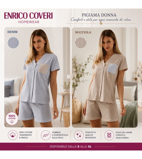 PIGIAMA DONNA EP5356 APERTO  M/MANICA P/CORTO COVERI