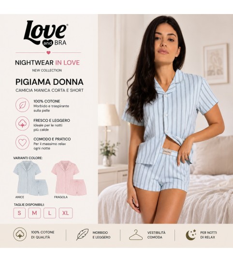 PIGIAMA DONNA 104499 M/MANICA APERTO P/CORTO LOVE