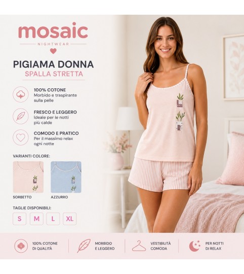 PIGIAMA DONNA 4028 CANOTTA P/CORTO INFIORE
